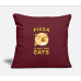 Pizza Is Not For Cats Burgundy Pillow